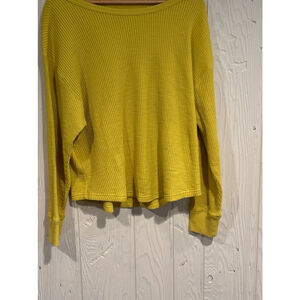 Gap Yellow Waffle Knit Long Sleeve Shirt XL